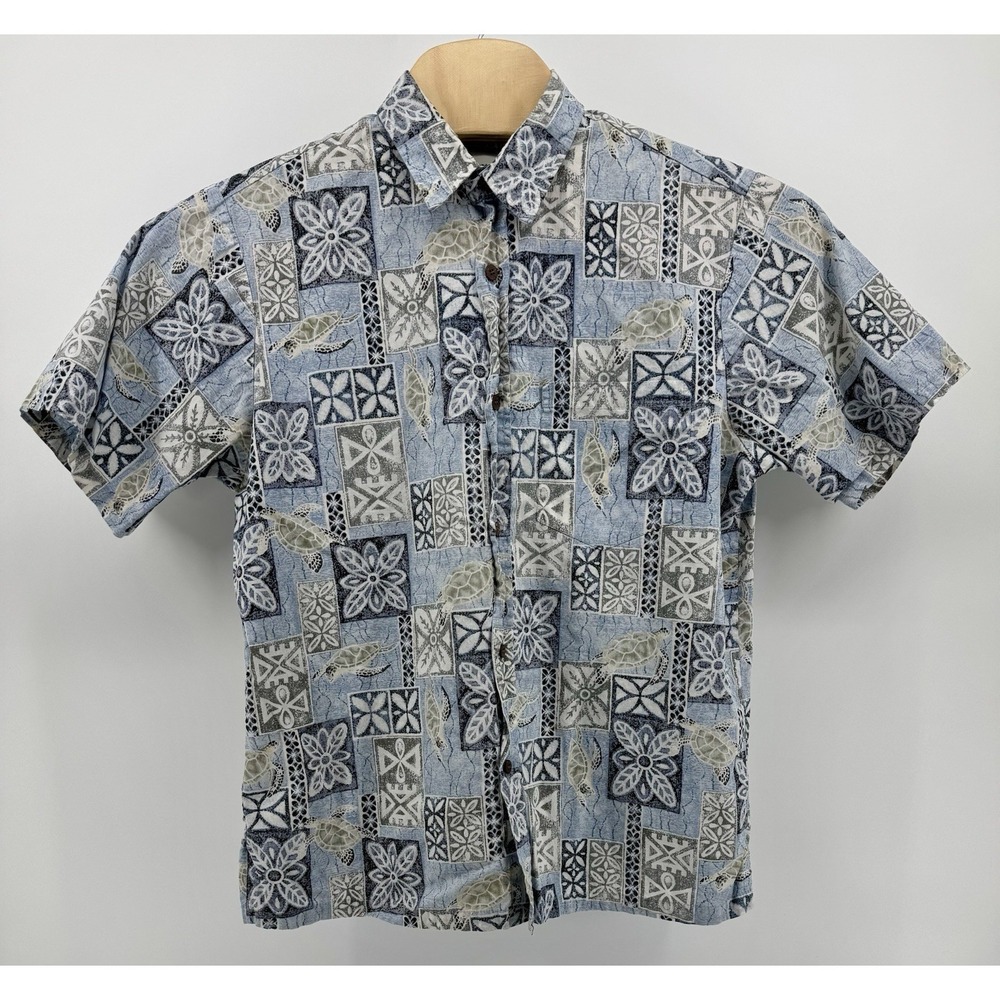 Vintage Bishop St Men's Size L Floral Tropical Beach‎ Turtles Aloha